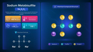 Sodyum Metabisülfit Özellikleri ve Kimyasal Bileşik Yapısı - Vektör Tasarımı