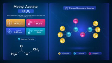 Metil Asetat Özellikleri ve Kimyasal Bileşik Yapısı - Vektör Tasarımı