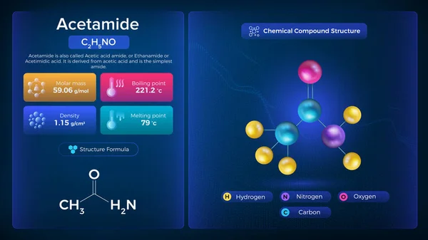 Propriétés Acétamide Structure Des Composés Chimiques Conception Vectorielle — Image vectorielle