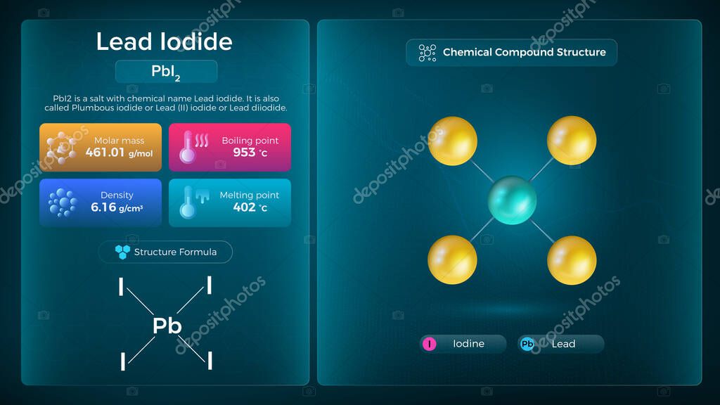 Propiedades del yoduro de plomo y estructura química compuesta Diseño