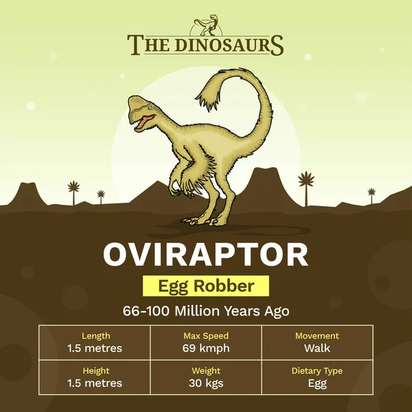 Beschrijving Fysische Kenmerken Van Oviraptor Vector Illustration — Stockvector