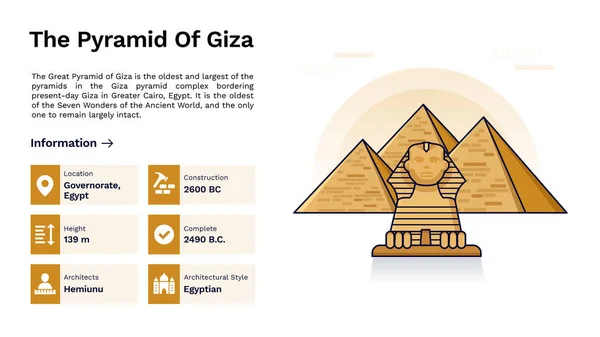 Patrimônio Pirâmide Gizé Ilustração Monumental Design Vetor — Vetor de Stock