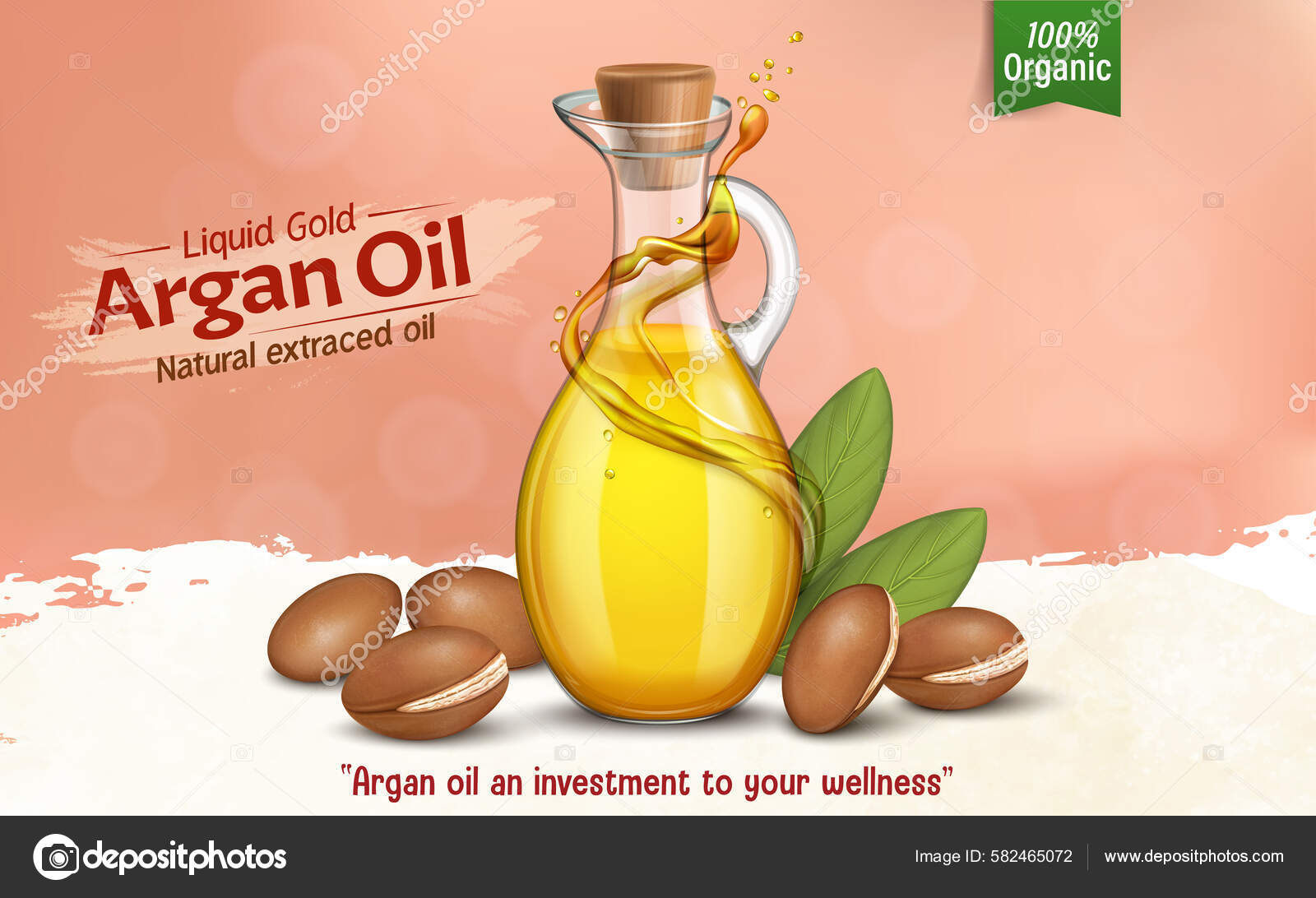 Argan Nuts Oil Seeds Vector Illustration Brown Background Stock Vector