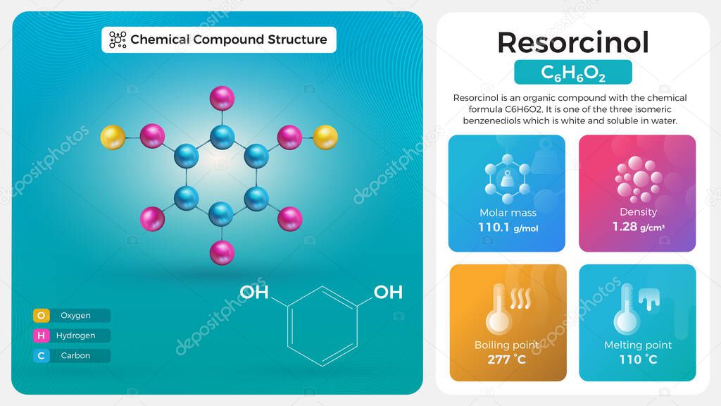 Proprietà Del Resorcinolo Struttura Chimica Del Composto Stock Vector by ©bonkersart 582800352