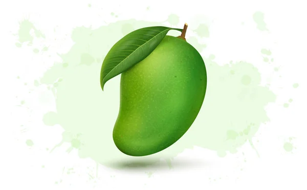 Mangue Fraîche Mûre Avec Des Tranches Mangue Sur Fond Vert — Image vectorielle