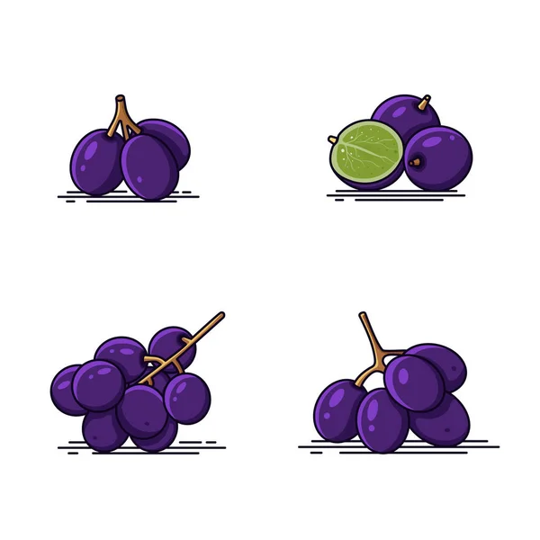 Blue Grape Fruits Vector Icon Illustration — Stock Vector