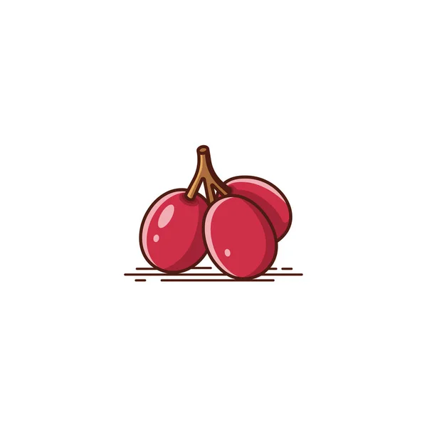 Bunch Red Grapes Fruit Vector Illustration — Stok Vektör
