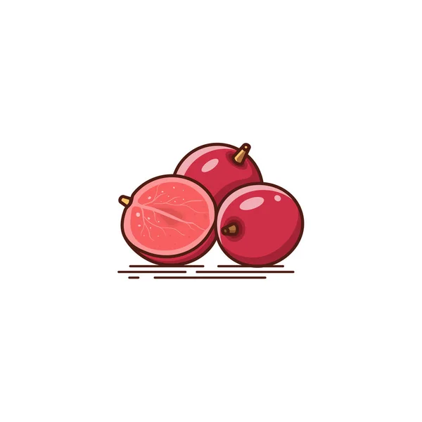 Κόκκινο Σταφύλια Εικονογράφηση Διάνυσμα Φρούτων Μισό Κομμάτι Των Σταφυλιών — Διανυσματικό Αρχείο