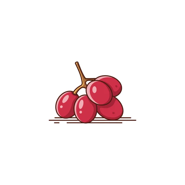 Red Grapes Fruit Vector Illustration Isolated White Background — Stok Vektör