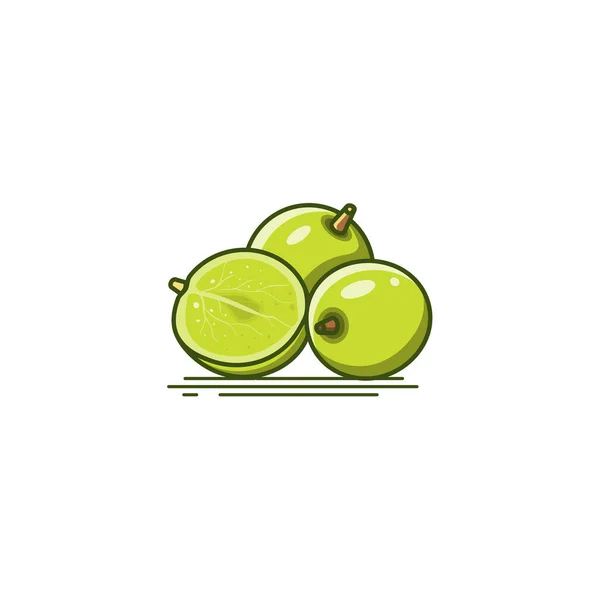 Ilustración Vectorial Del Icono Uvas Verdes Con Medias Rodajas — Vector de stock