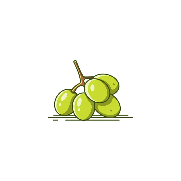 Green Grapes Fruit Vector Illustration Isolated White Background — Stok Vektör