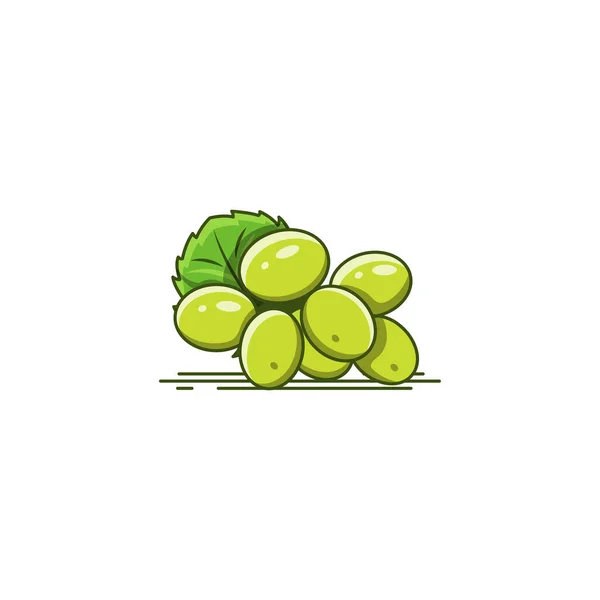 Green Grapes Fruit Vector Illustration Isolated White Background — Image vectorielle