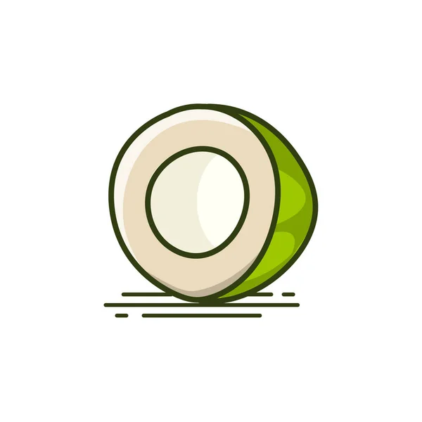 Medio Pedazo Coco Verde Icono Vector Agua — Archivo Imágenes Vectoriales