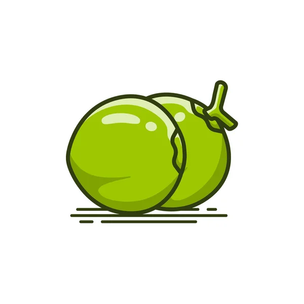 Green Coconut Fruit Icon Vector Illustration — 图库矢量图片