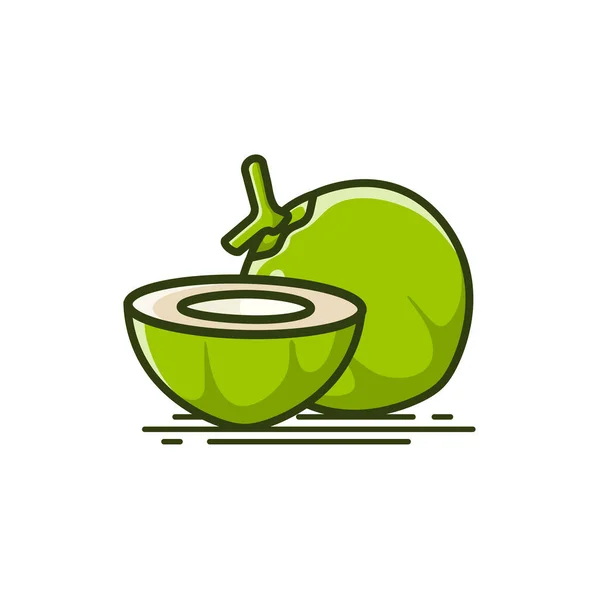 Fresh Green Coconut Half Piece Coconut Vector Icon — Image vectorielle