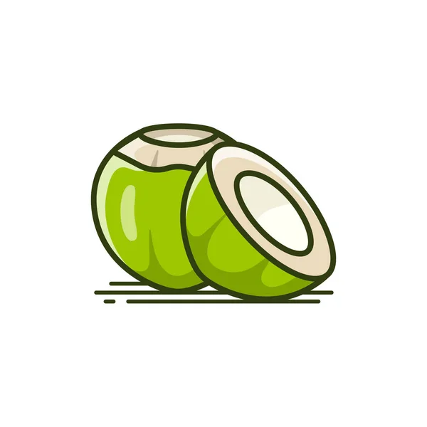 Fresh Green Water Coconut Half Piece Green Coconut Vector Icon — Image vectorielle