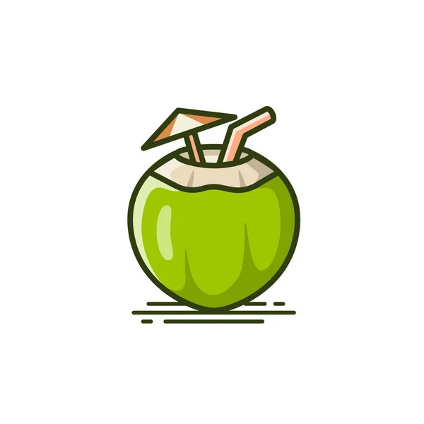 Water Coconut Fruit Icon Vector Illustration — Image vectorielle