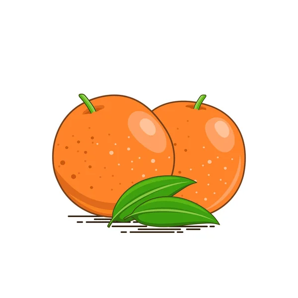 Εικόνα Διάνυσμα Πορτοκαλί Φρούτων Πράσινα Φύλλα — Διανυσματικό Αρχείο