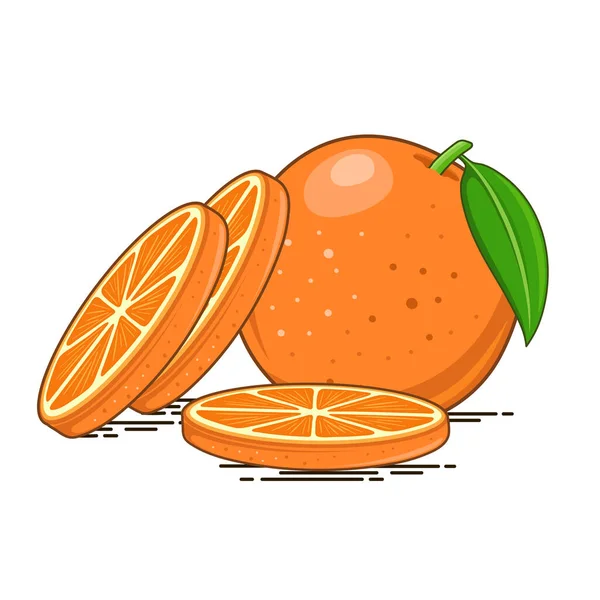 Orange Fruit Icon Fruit Slices Isolated White Background — Stok Vektör