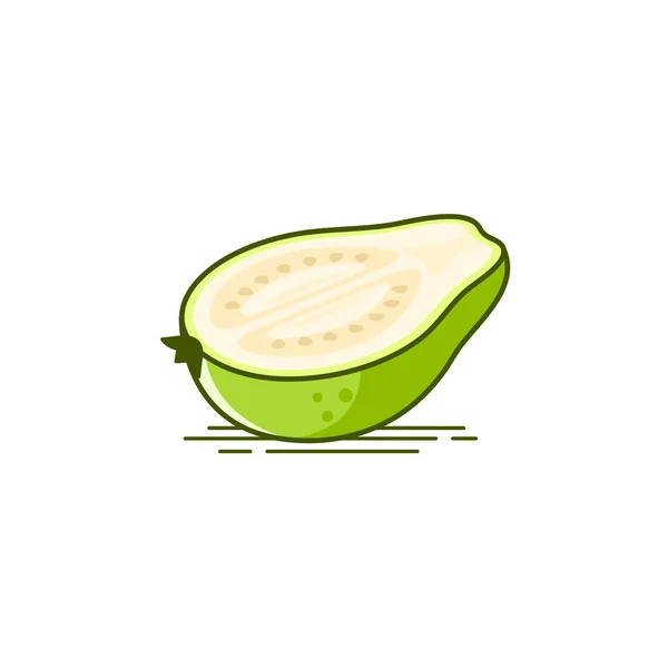 Half Stuk Van Witte Guava Pictogram Vector Illustratie — Stockvector