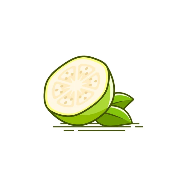 Μισό Κομμάτι Του Λευκού Εικονογράφηση Διάνυσμα Guava — Διανυσματικό Αρχείο