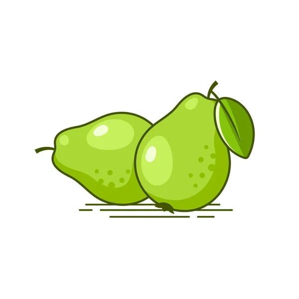 Set Two Fresh Green Guava Vector Illustration — Vetor de Stock