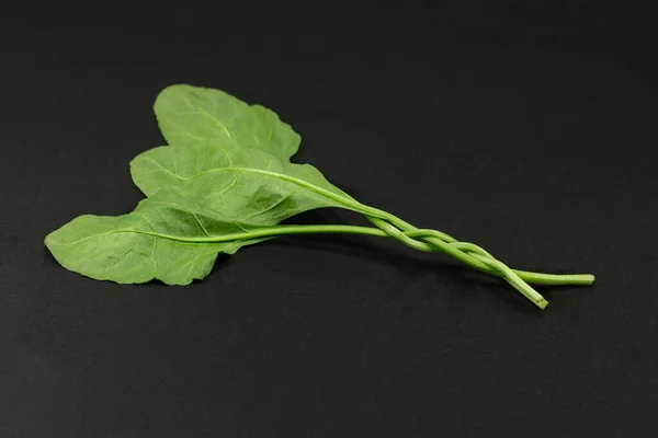 Spinach Leaves Creative Layout Black Background — 스톡 사진