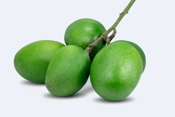 Fresh Green Mangoes Close Image Isolated White Background — ストック写真