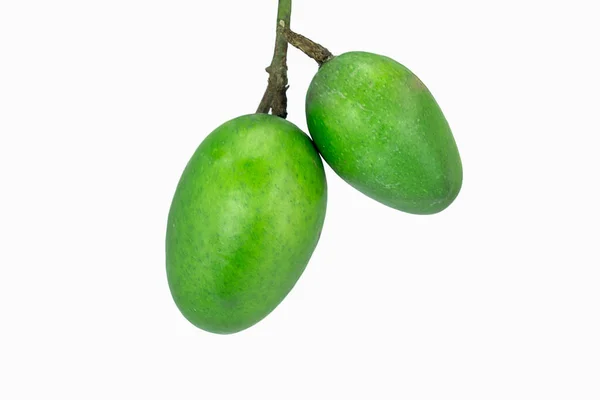 Verse Groene Mango Geïsoleerd Witte Achtergrond — Stockfoto