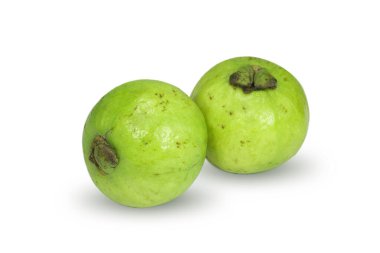 Guava meyveleri beyaz arkaplanda izole