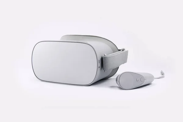 Virtual Reality Monochrome Glasses Controller Online Cloud Gaming Isolated White — Φωτογραφία Αρχείου