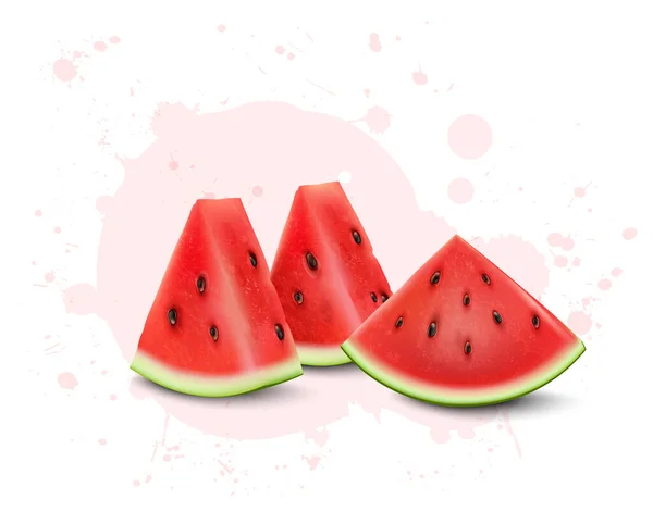 Watermelon Fruit Slices Vector Illustration Isolated White Background — Archivo Imágenes Vectoriales