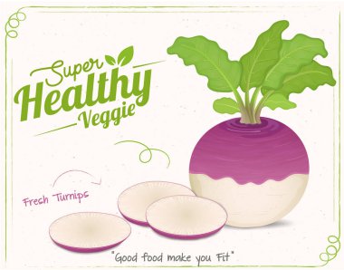 Şalgam Sebze çizimi ve yuvarlak sebze dilimleri. 