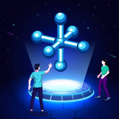 Visualising and Experiencing a 3D model of a Molecule Structure as a Hologram-Vector Illustration