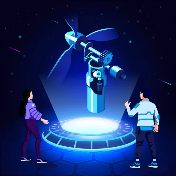 Visualising and Experiencing a 3D model of a Two Cylinder Diesel Engine as a Hologram-Vector Illustration