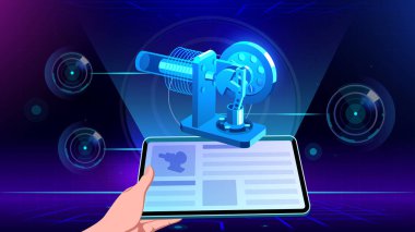 Visualizing and Experiencing 3D model of a Stirling Engine in Augmented Reality-Vector Illustration 
