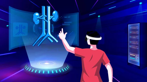 Visualizing Experiencing Model Kidney Mixed Reality Vector Illustration — Wektor stockowy