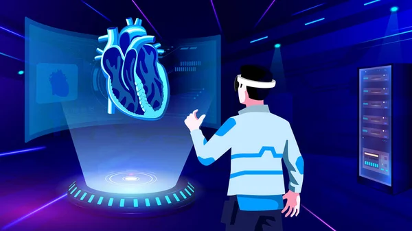 Visualizing Experiencing Model Human Heart Mixed Reality Vector Illustration — Archivo Imágenes Vectoriales