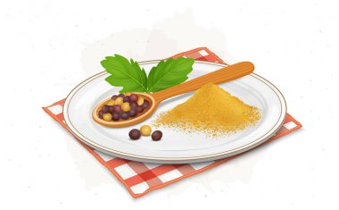 Mustard seeds and  powder vector illustration