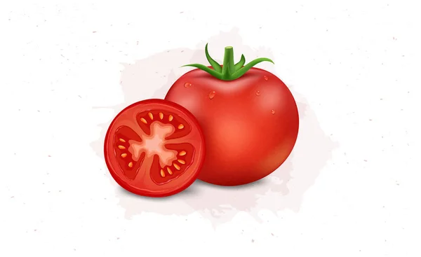 Tomato Vegetable Vector Illustration Half Piece Tomato — Vettoriale Stock