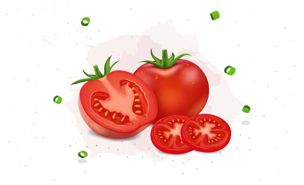 Tomato Vector Illustration Half Piece Tomato Tomato Slices — Vettoriale Stock