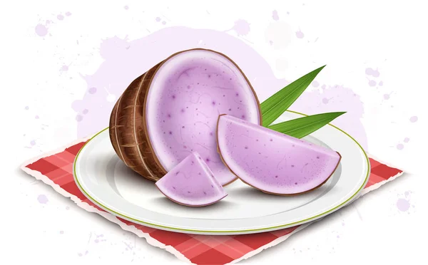 Half Piece Taro Root Taro Root Slices Vector Illustration — Archivo Imágenes Vectoriales