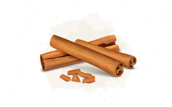 Cinnamon Sticks Vector Illustration Isolated White Background — Stockvector