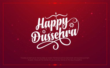 Mutlu Dussehra selamları ve metin, tipografi tasarımı - vektör illüstrasyonları