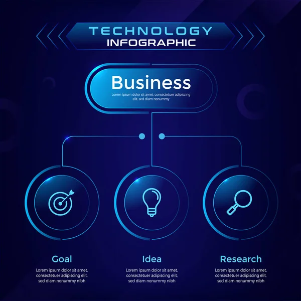 Presentationtechnology Business Infographic Three Circle Options Present Graph Chart Business — Stock Vector