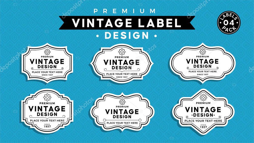 Set of Vintage Label Vector Design Elements for Identity, Packaging, Logos, Labels and Badges-Pack 04
