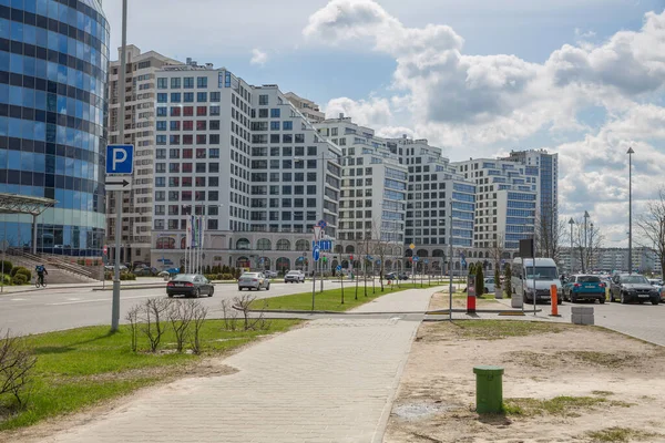 Minsk Belarussia City Infrastructure Street Buildings Transport People 2022 — стоковое фото