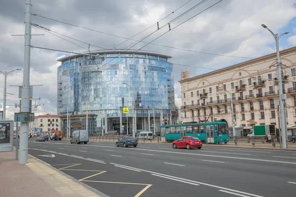 Minsk Belarussia City Infrastructure Street Buildings Transport People 2022 — Stok fotoğraf