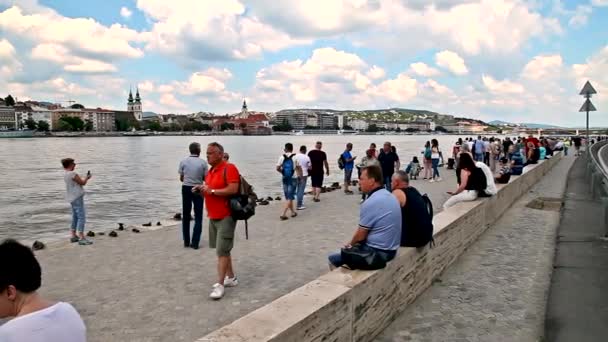 Hongarije, Boedapest, 02 juni 2019, Holocaust Memorial — Stockvideo