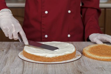 Süslü bir sığırın içindeki şekerci, kremalı krema ve pastadaki spatuladır..